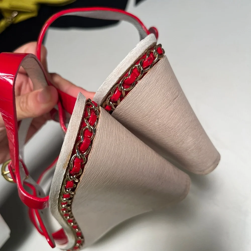 CHANEL Red and Silver Women's Sandals